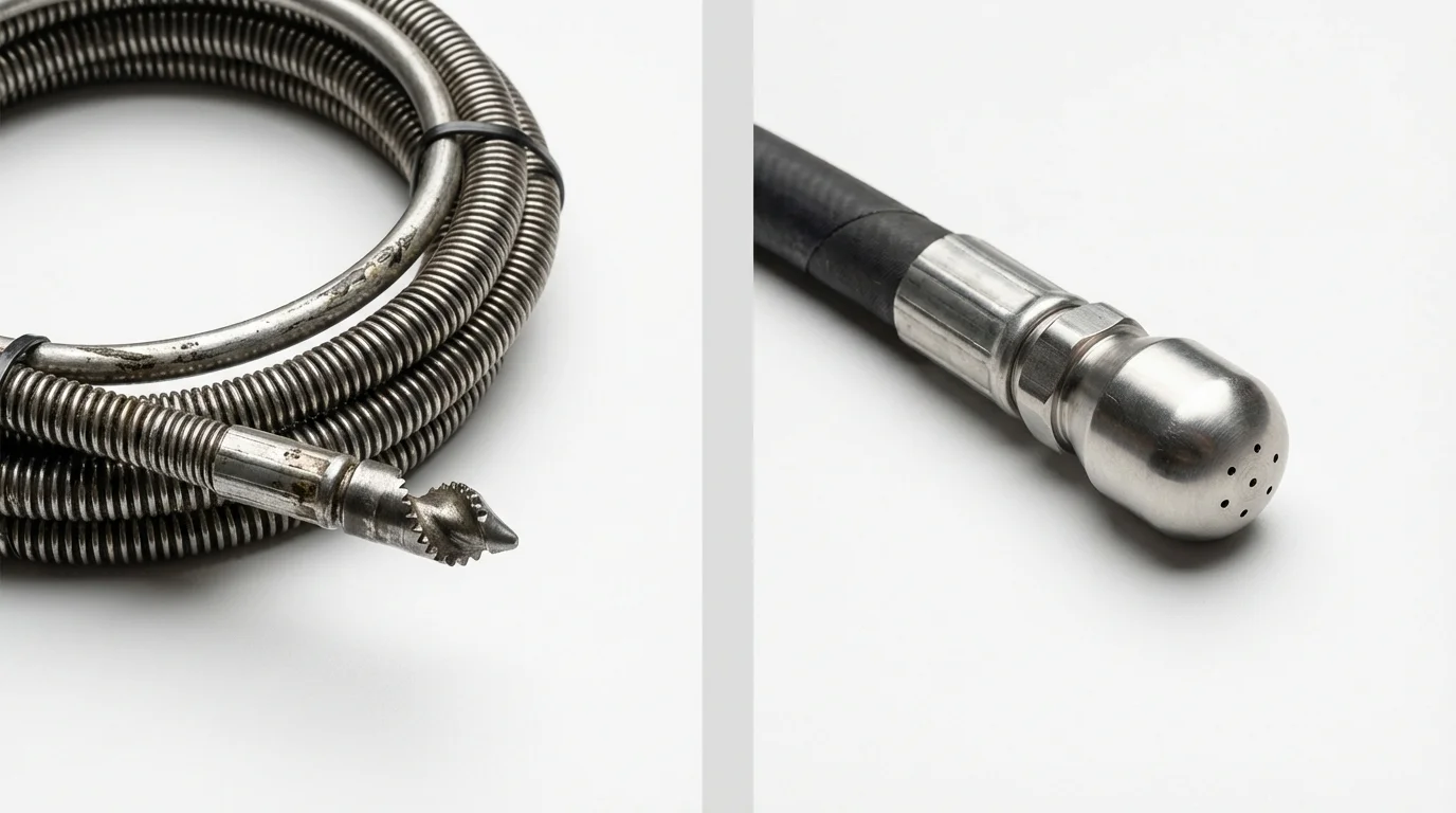 Drain snake cable and hydro jetting nozzle used for drain cleaning in Bushnell, FL