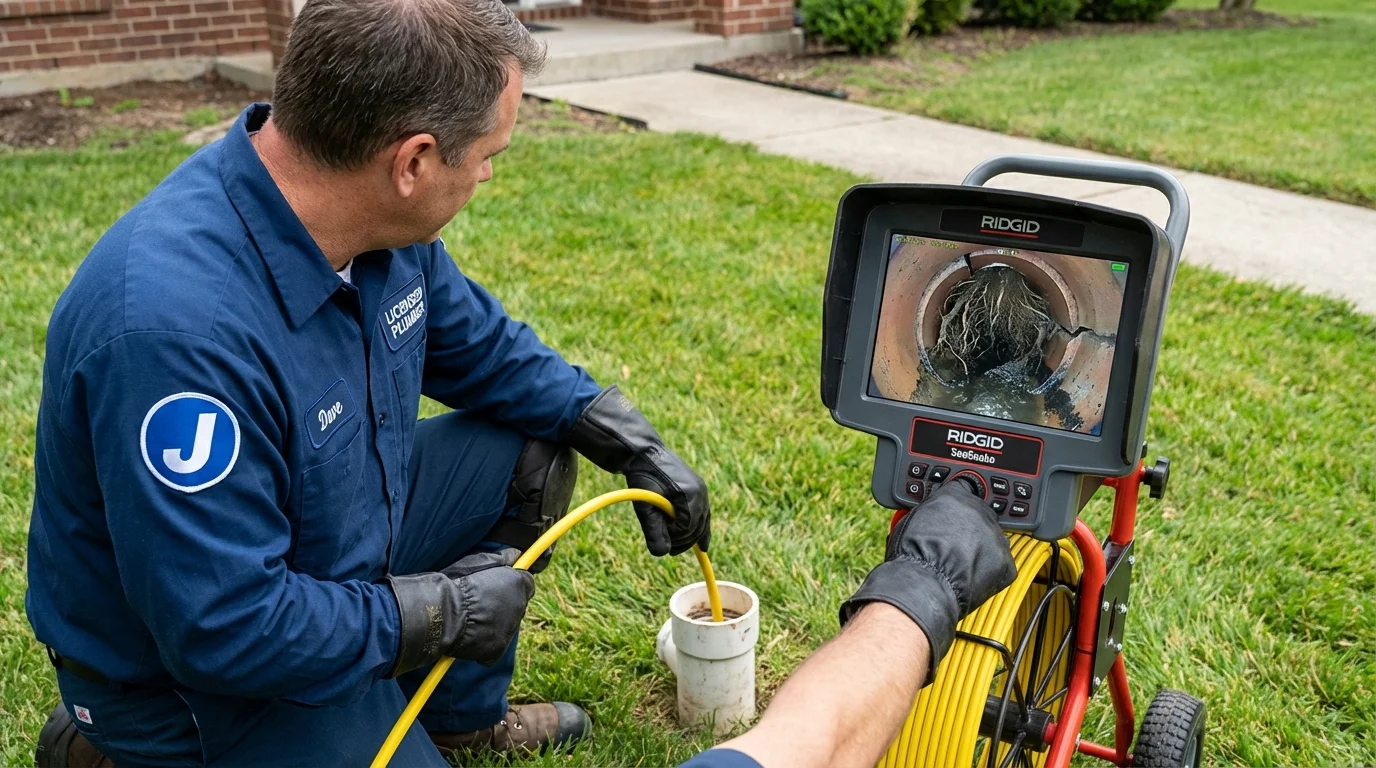 Sewer camera inspection being performed by Johns Plumbing LLC in Bushnell