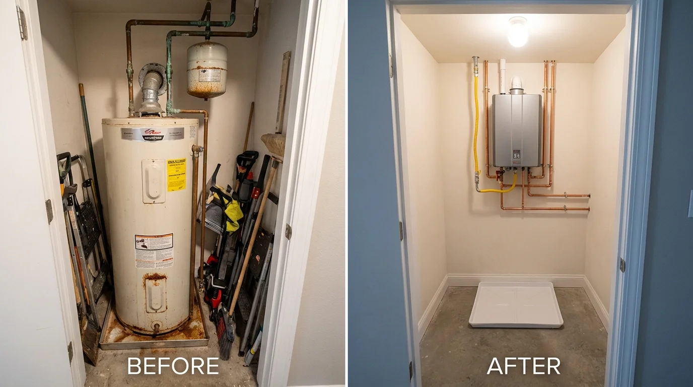 Tank water heater versus wall-mounted tankless unit comparison for Bushnell, FL homeowners